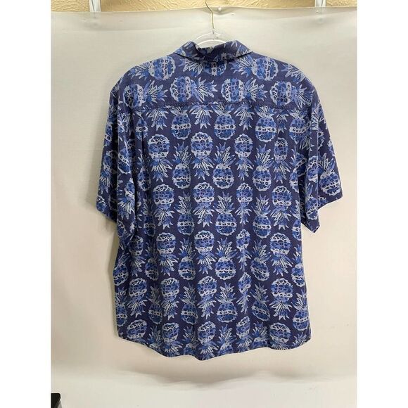 Tommy Bahama Pineapple Party Island Navy Blue Silk Short Sleeve Men's Shirt XL - Picture 5 of 5